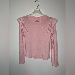 Abercrombie Kids Light Pink Ruffle Sleeve Top Lightweight Thin Sweater Material